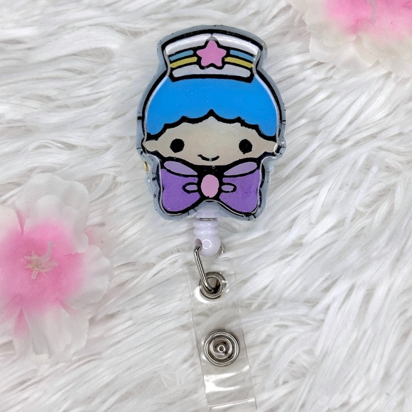 Sanrio Little Twin Stars Badge Reel - Picture 1 of 3